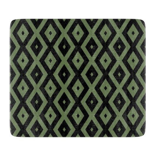 Olive-Green-und Black-Diamant-Muster Schneidebrett (Vorderseite)