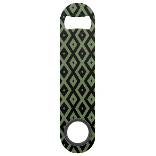 Olive-Green-und Black-Diamant-Muster Speed Flaschenöffner (Vorderseite)