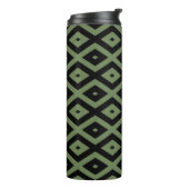 Olive-Green-und Black-Diamant-Muster Thermosbecher (Nach links gedreht)