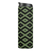 Olive-Green-und Black-Diamant-Muster Thermosbecher (Nach rechts gedreht)