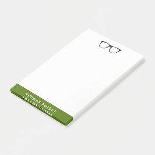 Olive Green und Black Hipster Brillen Notepad Post-it Klebezettel
