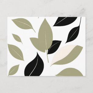 Olive Green und Black Leaf Scatter Modern Postkarte