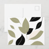 Olive Green und Black Leaf Scatter Modern Postkarte (Vorne/Hinten)