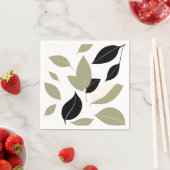 Olive Green und Black Leaf Scatter Modern Serviette (Beispiel)