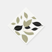 Olive Green und Black Leaf Scatter Modern Serviette (Ecke)