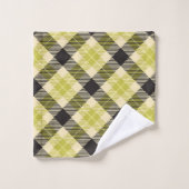 Olive Green und Black Tartan Kariert Badhandtuch Set (Waschlappen)