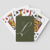 Olive Green und Grau Script Monogram Playing Cards Spielkarten (Rückseite)