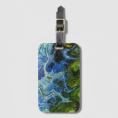 Olive Green und Ice Blue Marble Swirl Gepäckmarke Gepäckanhänger (Vorderseite Vertikal)