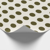 Olive Green und Old Lace Polka Dot Muster Geschenkpapier (Ecke)