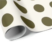 Olive Green und Old Lace Polka Dot Muster Geschenkpapier (Rolleneckpunkt)