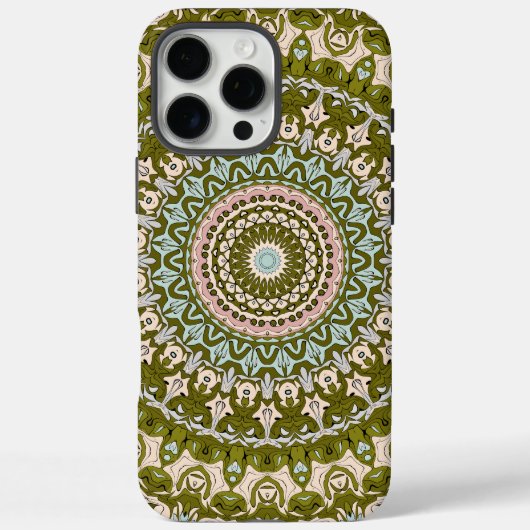 Olive Green und Pastel Mandala Muster Case-Mate iPhone Hülle (Rückseite)