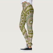 Olive Green und Pastel Mandala Muster Leggings (Links)