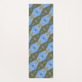 Olive Green und Sky Blue Palm Fronds Boho Chic Yogamatte (Rückseite)