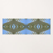 Olive Green und Sky Blue Palm Fronds Boho Chic Yogamatte (Vorderseite (Horizontal))