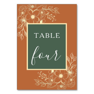 Olive Green und Terracotta Wedding Tischnummer