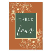 Olive Green und Terracotta Wedding Tischnummer (Rückseite)