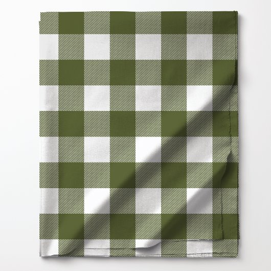 Olive Green und White Buffalo Kariertes Muster Stoff