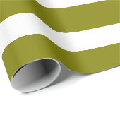 Olive Green und White Classic Horizontal gestreift Geschenkpapier (Rolleneckpunkt)