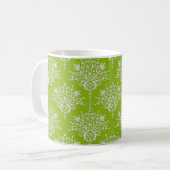 Olive Green und White Damask Kaffeetasse (Vorderseite Links)
