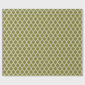 Olive Green und White marokkanische Quatrefolie Geschenkpapier (Flach)