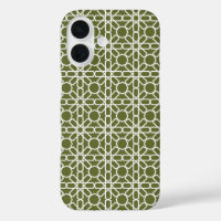 Olive green und White marokkanische Zellige Muster