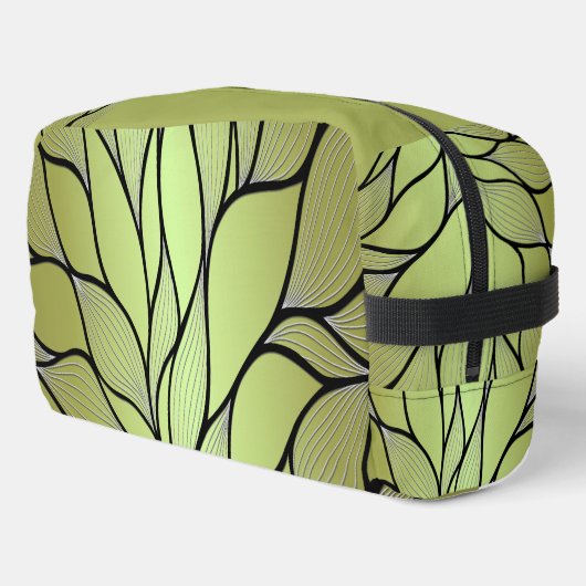 Olive Green Verlass Pattern Waschbeutel (Linke Seite)