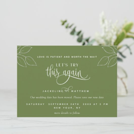 Olive Green, versuchen wir es noch einmal, Liebe i Save The Date (Stehend Vorderseite)