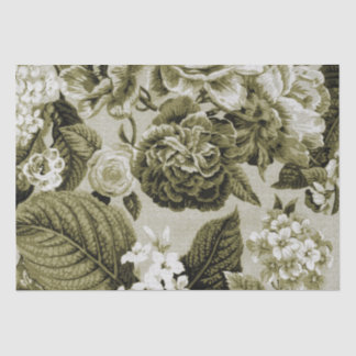 Olive Green Vintag Floral Toile Nr. 1 Seidenpapier