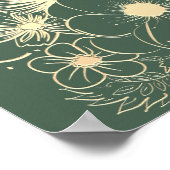 Olive Green Vintag Floral Wedding Welcome Poster (Ecke)