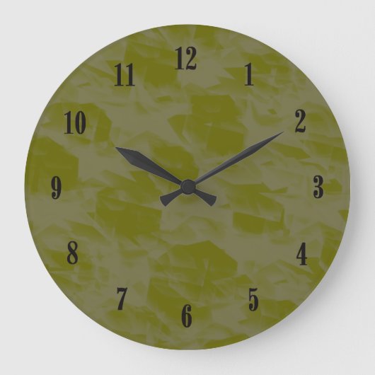 Olive Green Wall Clock mit schwarzen Zahlen Große Wanduhr (Vorderseite)
