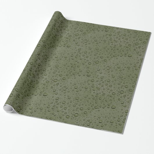 Olive-Green-Water-Tröpfchen Geschenkpapier (Ungerollt)