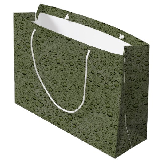 Olive-Green-Water-Tröpfchen Große Geschenktüte (Rückseite Schrägansicht)