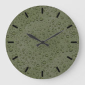 Olive-Green-Water-Tröpfchen Große Wanduhr (Vorderseite)