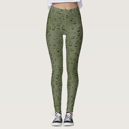 Olive-Green-Water-Tröpfchen Leggings (Vorderseite)