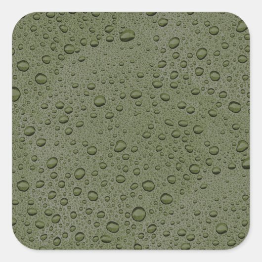 Olive-Green-Water-Tröpfchen Quadratischer Aufkleber (Vorderseite)