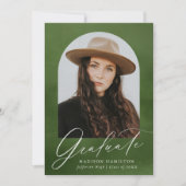 Olive Green Watercolor Arc 7 Foto Abschluss Ankündigung (Vorderseite)