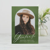 Olive Green Watercolor Arc 7 Foto Abschluss Ankündigung (Stehend Vorderseite)