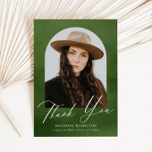 Olive Green Watercolor Arch Foto Abschluss Dankeskarte