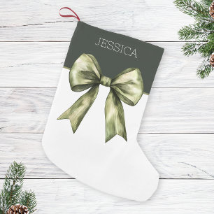 Olive Green Watercolor Bow Modern Niedliche Weihna Kleiner Weihnachtsstrumpf