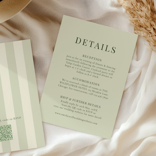 Olive Green Wedding Details Card Begleitkarte