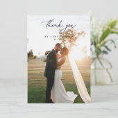 Olive Green Wedding Foto Dankeskarte (Stehend Vorderseite)