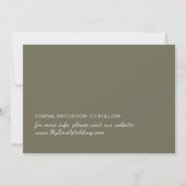 Olive Green Wedding Save the Date (Rückseite)