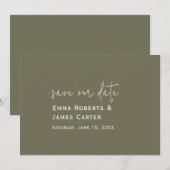 Olive Green Wedding Save the Date (Vorne/Hinten)