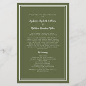 Olive Green Wedding Script Budget Zeremonie Progra (Vorderseite)