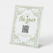 Olive Green Wedding the Liebe Foto Aktie QR Code Sockelschild (Vorderseite)