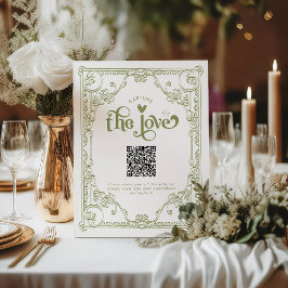 Olive Green Wedding the Liebe Foto Aktie QR Code Sockelschild