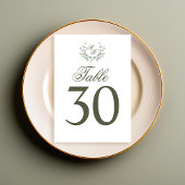Olive Green Wedding Tischnummer Monogram Motif