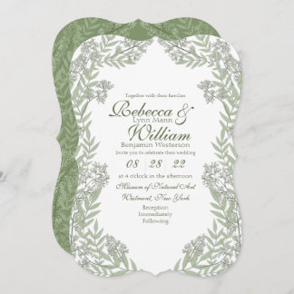 Olive Green Wedding Vintag Botanical Einladung