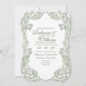 Olive Green Wedding Vintag Botanical Einladung (Vorderseite)