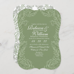 Olive Green Wedding Vintag Botanical Einladung